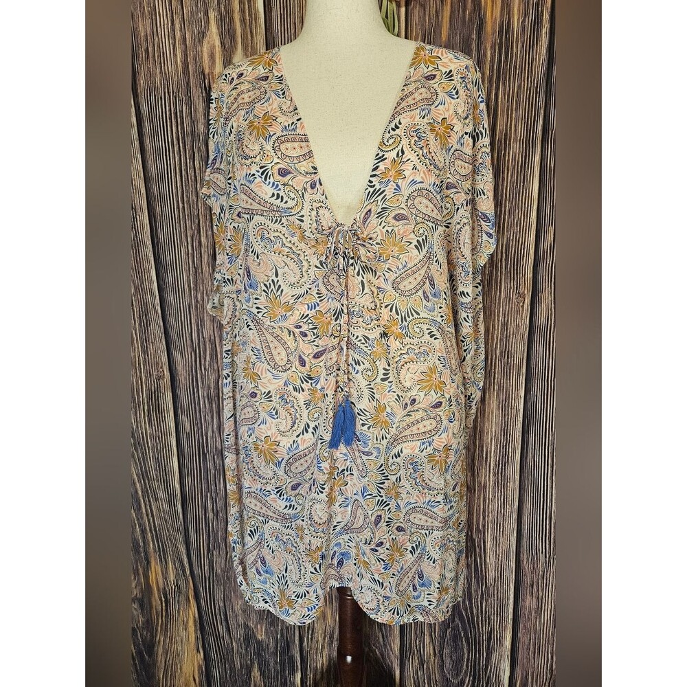 Kona Sol Tie Front Swim Cover Plus Size 3X
